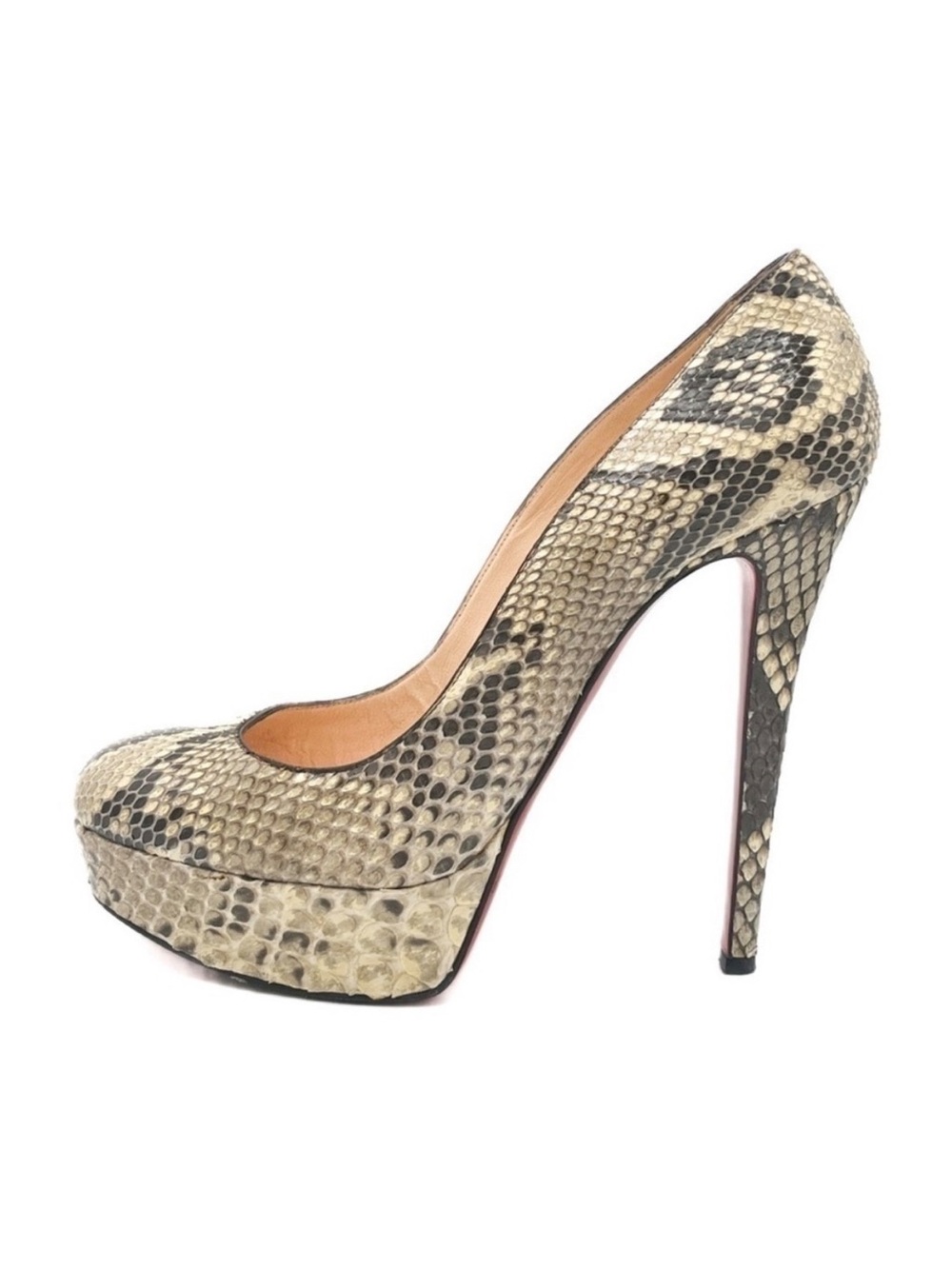Christian Louboutin Bianca 120 Python Round Toe Platform Stiletto High Heels